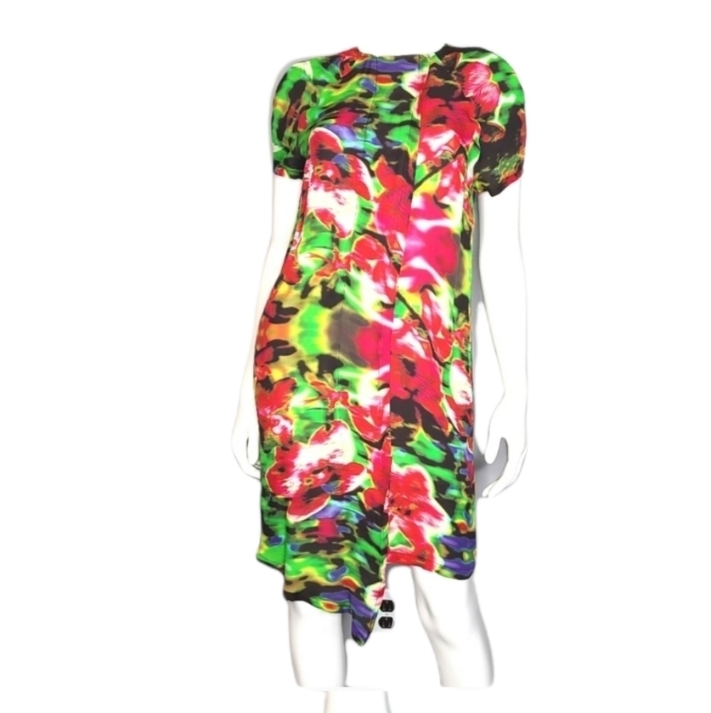 JUMA Multicolored Floral Assymetrical Dress sz Medium